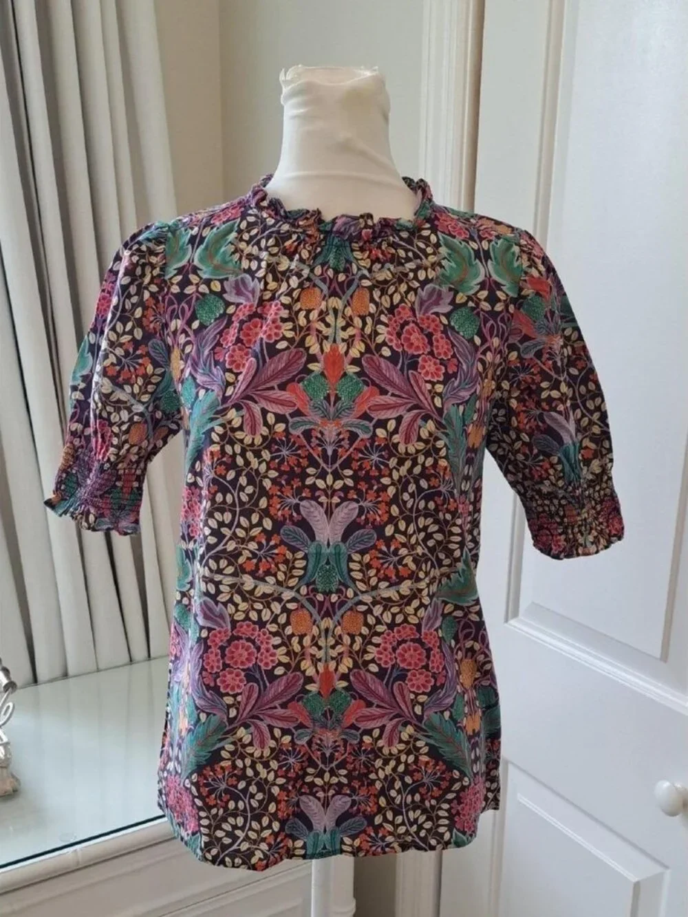 J.Crew Women's Green and Purple Blouse